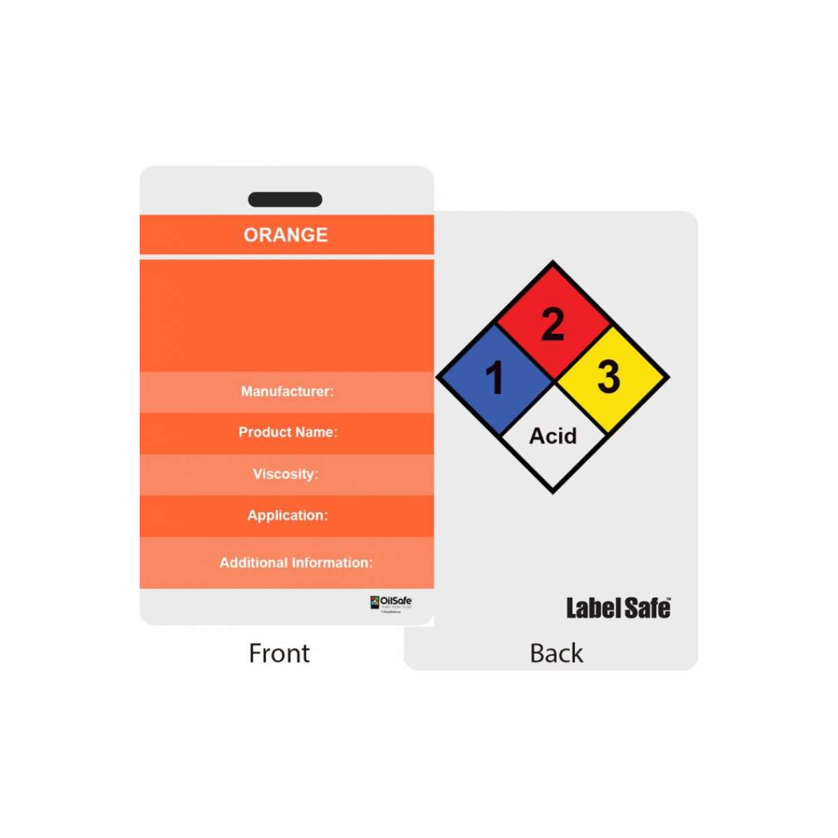 Custom ID Label - 2.2" x 3.4" - Plastic Card - Double Sided - Orange